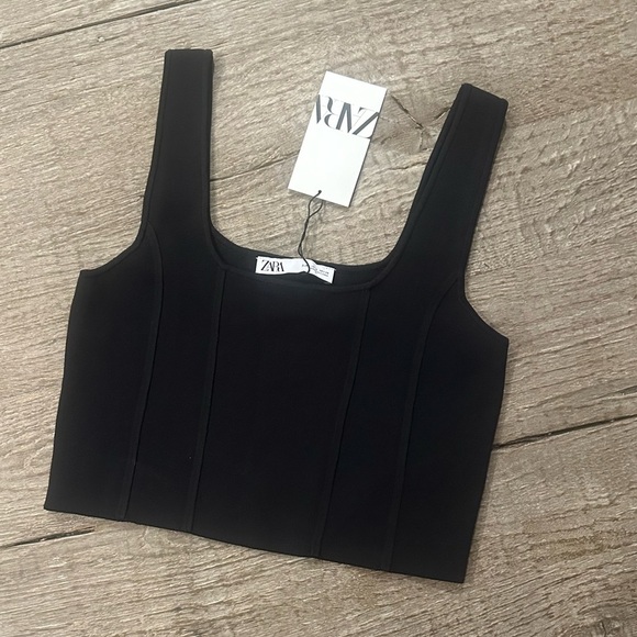 Zara Tops - Sarah Black Sleeveless Crop.